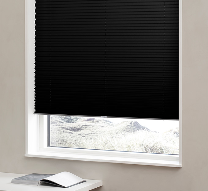 Plisségardin easylift m/greb Sort – Enkeltlag