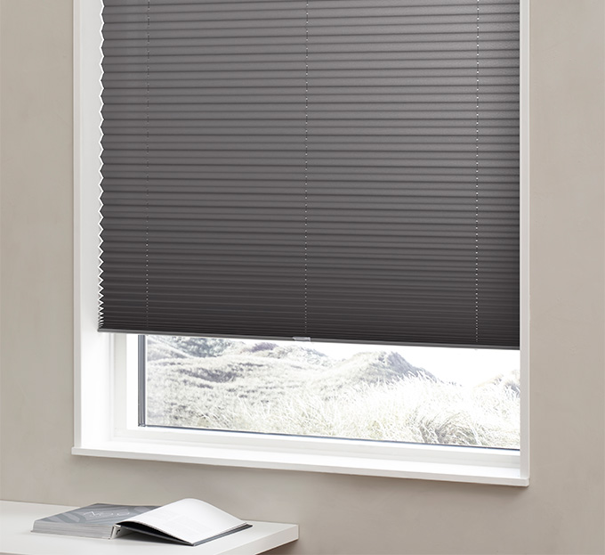 Plisségardin easylift m/greb Antracit - Enkeltlag