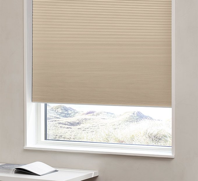 Plisségardin easylift m/greb Lys sand – Dobbeltlag