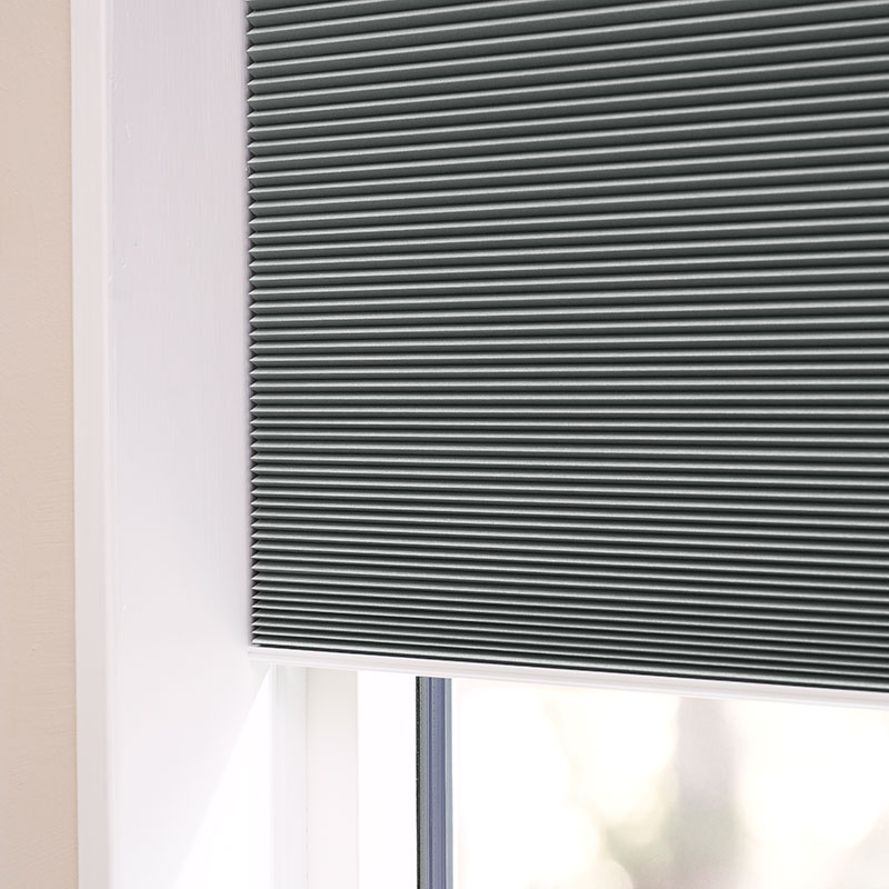 Plisségardin easylift m/greb Meleret grå - Dobbeltlag