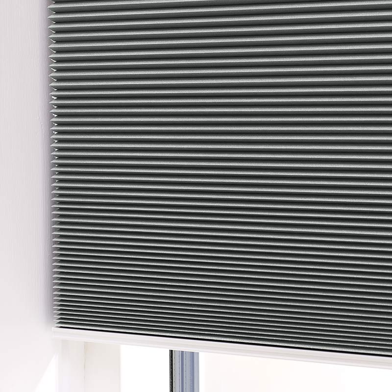 Plisségardin easylift m/greb Meleret grå - Dobbeltlag